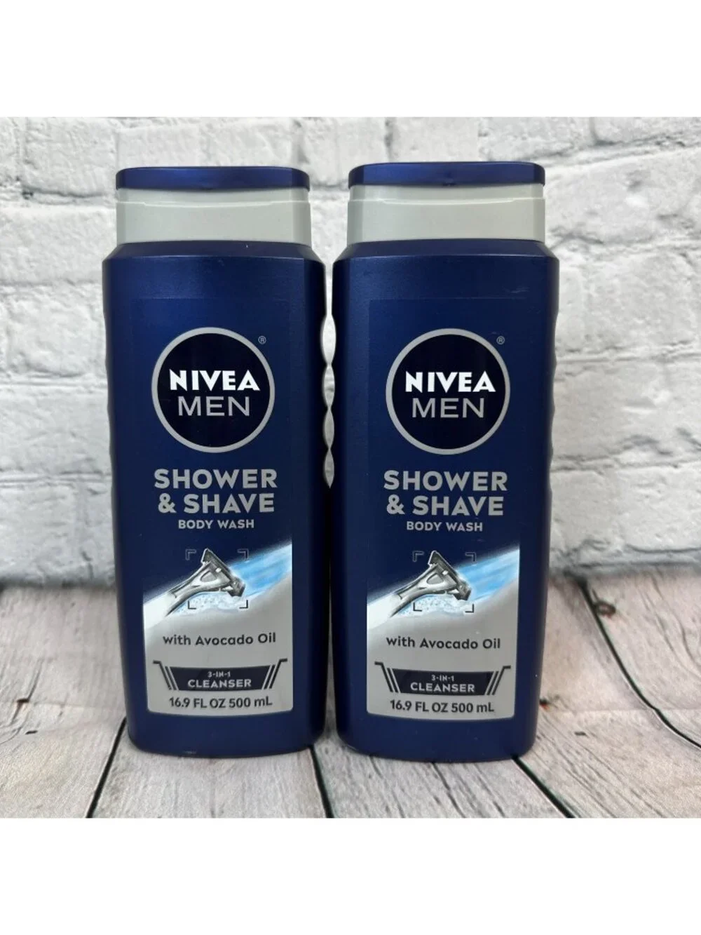 2-Nivea Men Shower & Shave Body Wash 3-in-1 Cleanser w/ Avocado Oil, 16.9oz